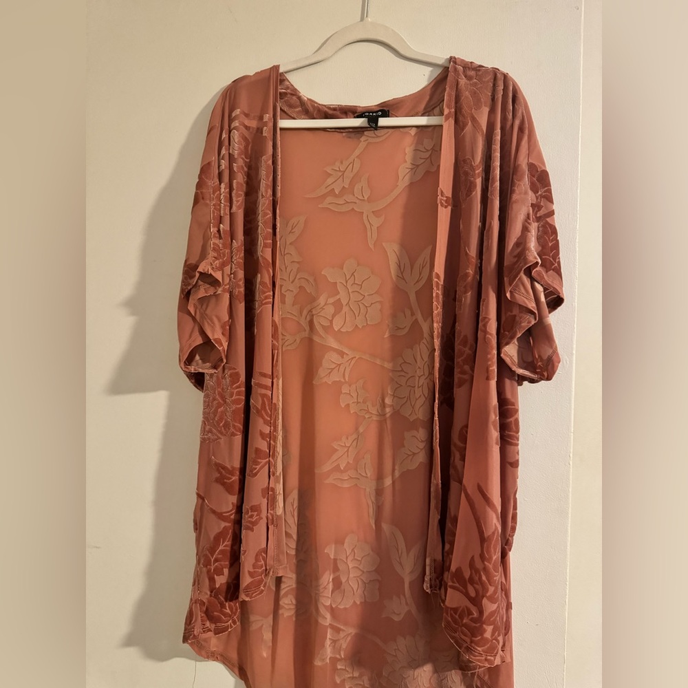 EUC Torrid velvet floral open front cardigan
